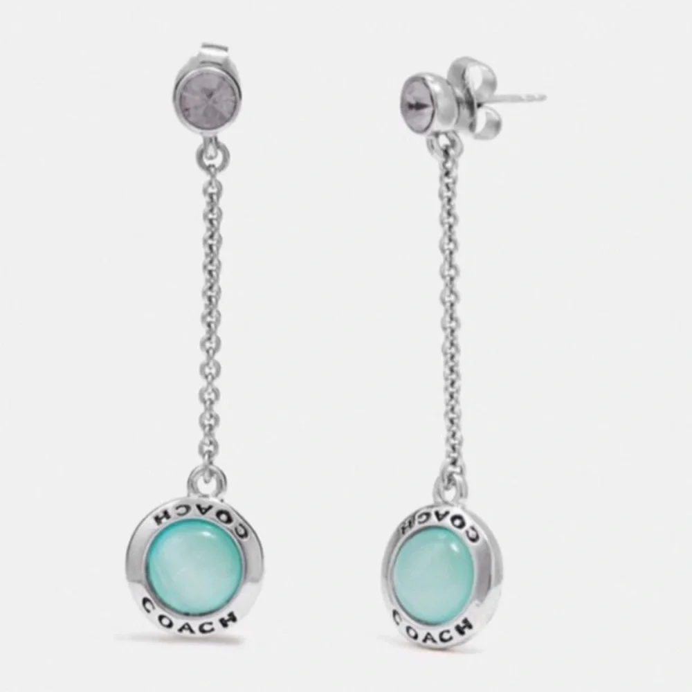 COACH NWT OPEN CIRCLE LONG DANGLE EARRINGS $88 RETAIL - Picture 3 of 5
